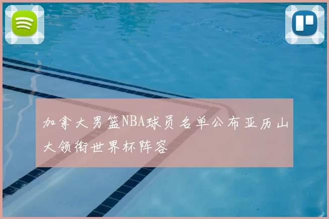 加拿大男篮NBA球员名单公布亚历山大领衔世界杯阵容
